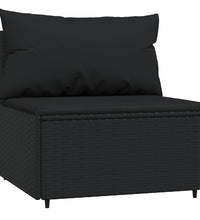 4-tlg. Garten-Lounge-Set mit Kissen Schwarz Poly Rattan