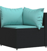 3-tlg. Garten-Lounge-Set mit Kissen Schwarz Poly Rattan