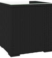 Beistelltisch Schwarz 40x37x40,5 cm Poly Rattan und Hartglas