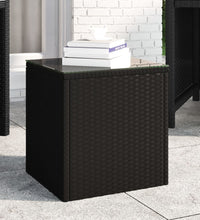 Beistelltisch Schwarz 40x37x40,5 cm Poly Rattan und Hartglas