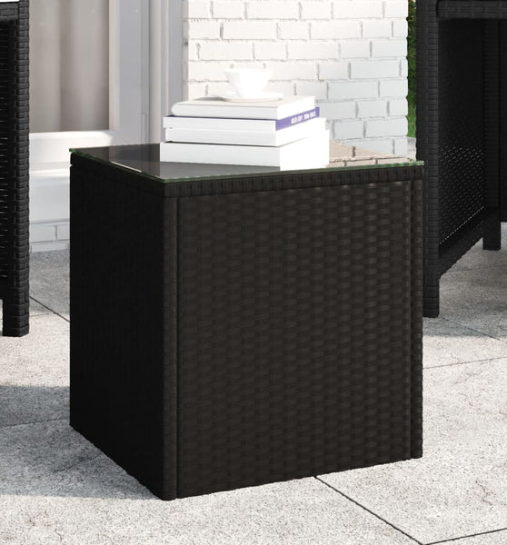 Beistelltisch Schwarz 40x37x40,5 cm Poly Rattan und Hartglas