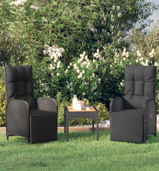 Garten-Relaxsessel mit Kissen 2 Stk. Poly Rattan Schwarz