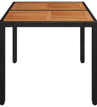 Gartentisch mit Holzplatte Schwarz 90x90x75 cm Poly Rattan
