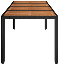 Gartentisch mit Holzplatte Schwarz 190x90x75 cm Poly Rattan