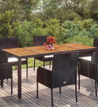 Gartentisch mit Holzplatte Schwarz 190x90x75 cm Poly Rattan