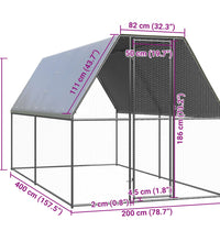 Outdoor-Hühnerkäfig 2x4x2 m Verzinkter Stahl