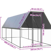 Outdoor-Hühnerkäfig 2x6x2 m Verzinkter Stahl