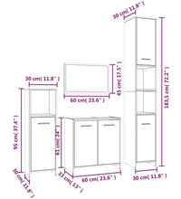 4-tlg. Badmöbel-Set Räuchereiche Holzwerkstoff