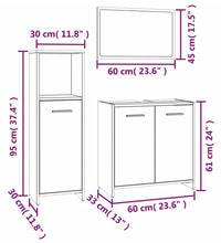 3-tlg. Badmöbel-Set Räuchereiche Holzwerkstoff