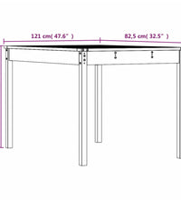 Gartentisch Weiß 121x82,5x76 cm Massivholz Kiefer