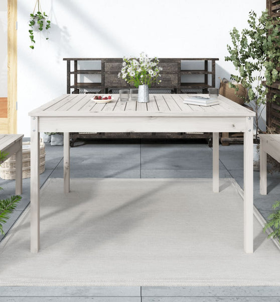 Gartentisch Weiß 121x82,5x76 cm Massivholz Kiefer
