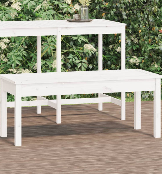 Gartenbank Weiß 109x44x45 cm Massivholz Kiefer