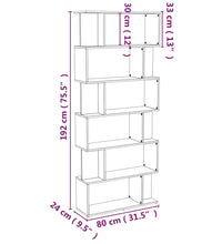 Bücherregal/Raumteiler Räuchereiche 80x24x192 cm Holzwerkstoff