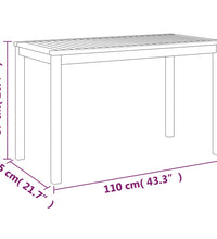 Gartentisch 110x55x67 cm Massivholz Akazie