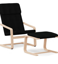 Relaxsessel mit Hocker Schwarz Stoff