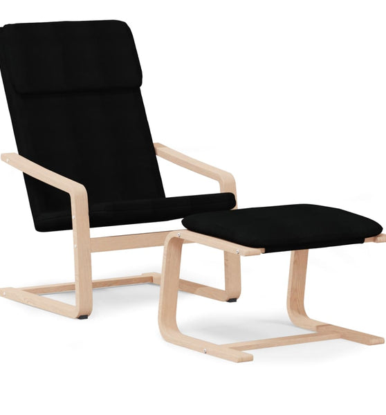 Relaxsessel mit Hocker Schwarz Stoff