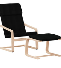Relaxsessel mit Hocker Schwarz Stoff
