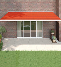 Markise Einziehbar Orange und Braun 5x3 m Stoff und Aluminium