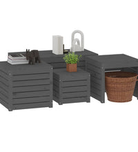 4-tlg. Gartenbox-Set Grau Massivholz Kiefer