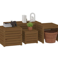 4-tlg. Gartenbox-Set Honigbraun Massivholz Kiefer