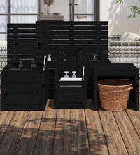 4-tlg. Gartenbox-Set Schwarz Massivholz Kiefer