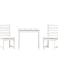 3-tlg. Garten-Bistro-Set Weiß Massivholz Kiefer