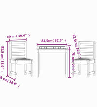 3-tlg. Garten-Bistro-Set Weiß Massivholz Kiefer