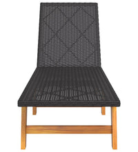 Sonnenliege Schwarz und Braun Poly Rattan & Massivholz Akazie