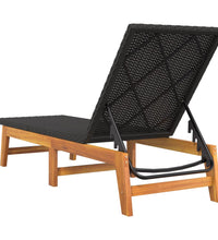 Sonnenliege Schwarz und Braun Poly Rattan & Massivholz Akazie