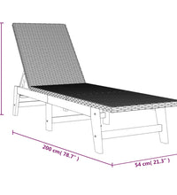 Sonnenliege Schwarz und Braun Poly Rattan & Massivholz Akazie