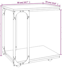 Beistelltisch mit Rollen Sonoma 50x35x55,5 cm Holzwerkstoff