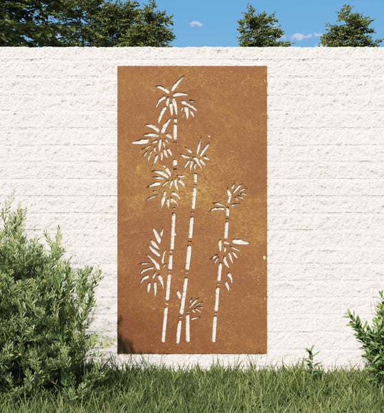 Garten-Wanddeko 105x55 cm Cortenstahl Bambus-Design