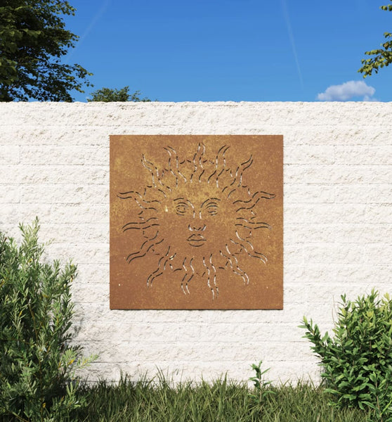 Garten-Wanddeko 55x55 cm Cortenstahl Sonne-Design