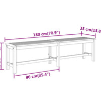 Gartenbank 180x35x45 cm Massivholz Akazie