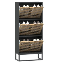 Schuhschrank Schwarz 52x25x120 cm Holzwerkstoff