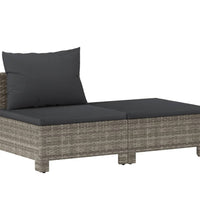 2-tlg. Garten-Lounge-Set mit Kissen Grau Poly Rattan