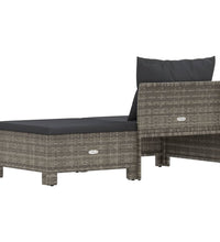 2-tlg. Garten-Lounge-Set mit Kissen Grau Poly Rattan