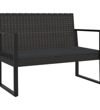 Gartenbank mit Kissen Schwarz 106 cm Poly Rattan