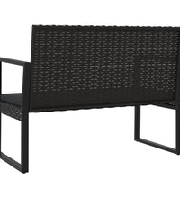 Gartenbank mit Kissen Schwarz 106 cm Poly Rattan