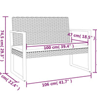 Gartenbank mit Kissen Schwarz 106 cm Poly Rattan