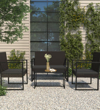 Gartenbank mit Kissen Schwarz 106 cm Poly Rattan