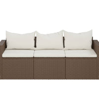 Gartensofa 3-Sitzer mit Kissen Braun Poly Rattan