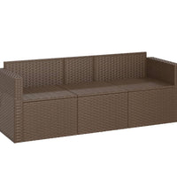 Gartensofa 3-Sitzer mit Kissen Braun Poly Rattan