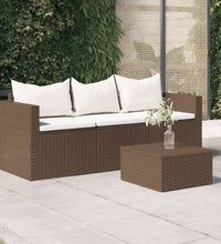 Gartensofa 3-Sitzer mit Kissen Braun Poly Rattan