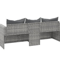 Gartensofa 3-Sitzer mit Kissen Grau Poly Rattan