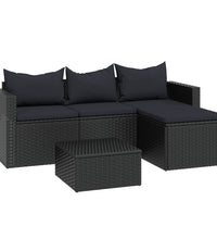 Garten-Lounge-Set Schwarz Poly Rattan