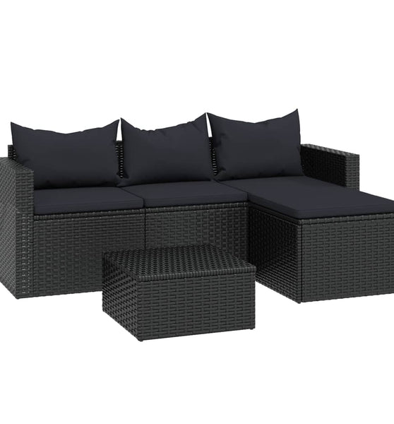 Garten-Lounge-Set Schwarz Poly Rattan