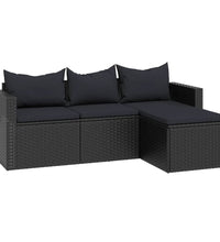 Garten-Lounge-Set Schwarz Poly Rattan