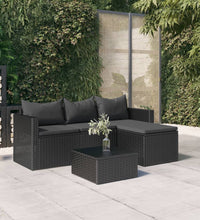 Garten-Lounge-Set Schwarz Poly Rattan