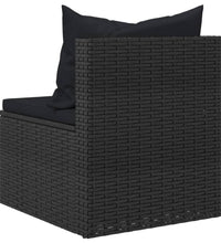 Garten-Mittelsofas mit Kissen 2 Stk. Schwarz Poly Rattan